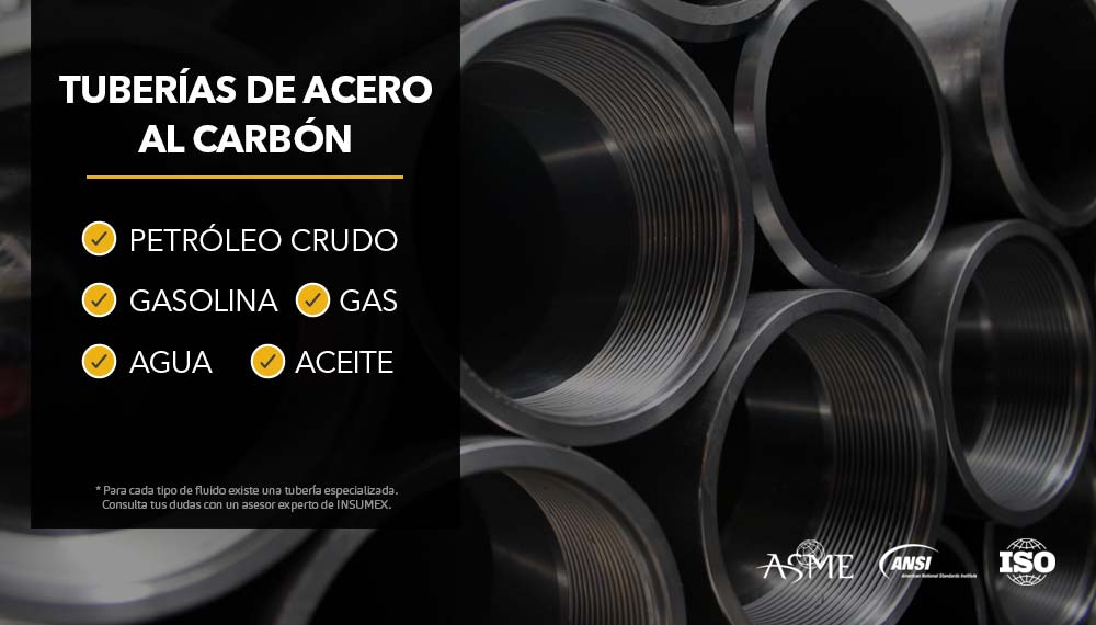 Elementos aptos para tuberias de acero al carbon